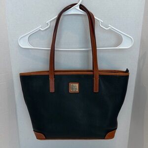 Dooney & Bourke Pebble Grain Black and Brown Leather Tote Bag